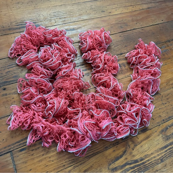 Handmade Pink&Silver Long Ruffly Scarf - Picture 3 of 4